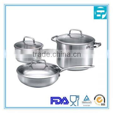 6pcs stainless steel double handle cookware set