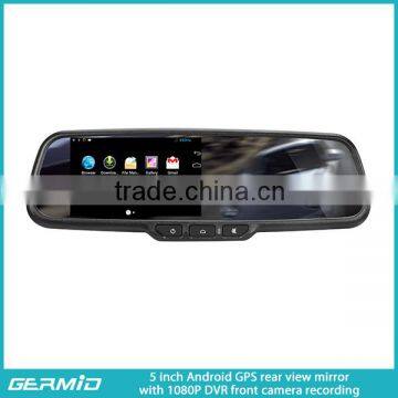 Rearview mirror gps android 5 inch with rear view camera DVR radar detector