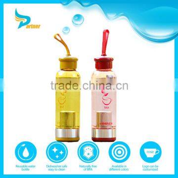 portable high quality bpa free plastic drinking water bottle with tea filter