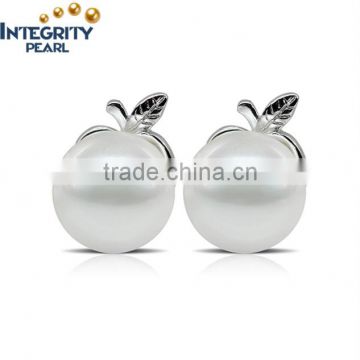 AAA freshwater pearl earring 9-10mm fashion white button pearl earring