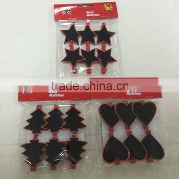 Christmas Wooden Decoration Pegs with star/tree/heart shaped Blackboard patch xmas wooden clips