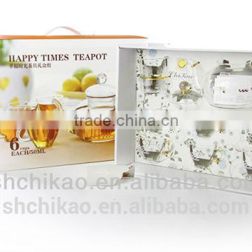 Glass Teapot Cup Set With Gift Box Packaging