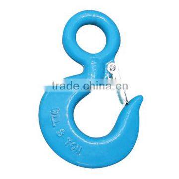 Eye Hoist Hook with Latch and Powder Coated Finish