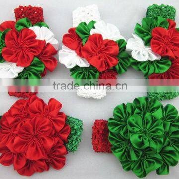 New Arrival Christmas Gift Crochet Headband with Cluster Flower for Christmas Christmas Baby Headbands Hair ASccessories