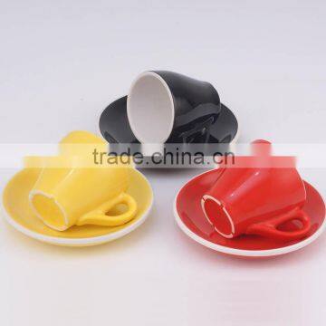 Logo Decal Artwork Design Decorated Customized Ceramic Stoneware Commercial Cups and Saucers Sets