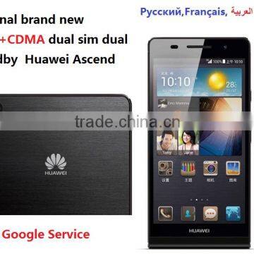 Wholesale Original brand new Huawei Ascend P6 3G GSM+CDMA EVDO Android smart phone quadcore dual sim dual standby