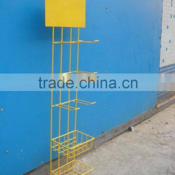 Free standing wholesale metal wire grid hanging display rack with hooks