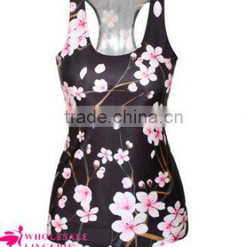 wholesale stringer tank top wholesale print flower Tank Top women