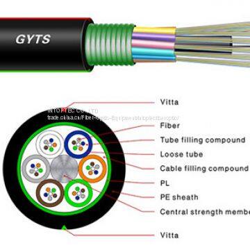 Multi-Fibers Corrugated Steel Armoured Outdoor Duct Fiber Optics Cable GYTS