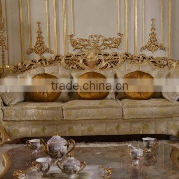 European Castle Style Large Comfortable Luxurious Living Room Wooden Sectional Sofa Set photo-4