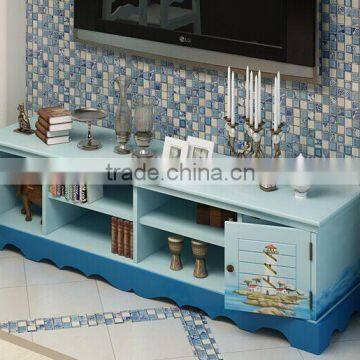 Mediterranean Style TV Cabinet, Sailing Boat Handpainting TV Stand, Solid Wood Living Room TV Cabinet (BF01-X1156) photo-2