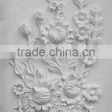 Hand Carved Marble Flower Relief