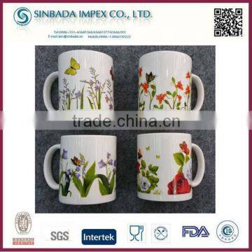 White Cheap Ceramic Coffee Mugs With Beautiful Decal