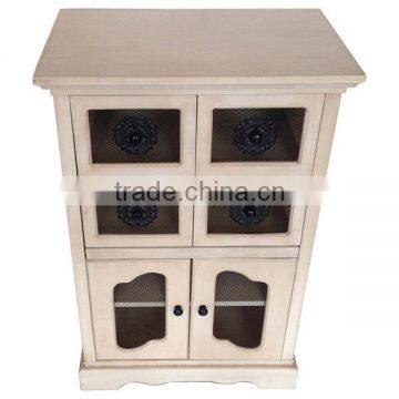 Antique White Wooden Cabinet Living Room Cabinet Vintage Decorative Wooden Cabinet