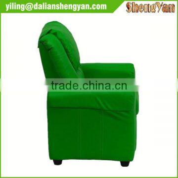 Contemporary Green Vinyl Kids Recliner With Cup Holder and Headrest photo-3