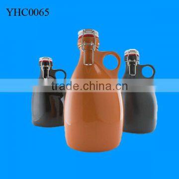 Bar Supply Custom Logo 64oz Beer Bottle Ceramic Beer Growler