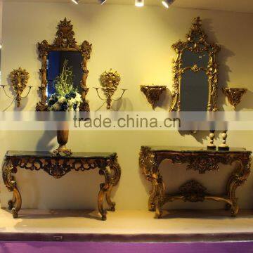 Luxury console table with frame mirror for living room decor