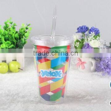16oz Double Wall Personalized Acrylic Tumbler With Straw photo-6