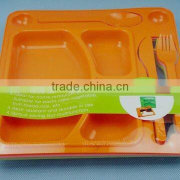 Plastic Square Lunch Box With Pork,fork and Knife photo-2