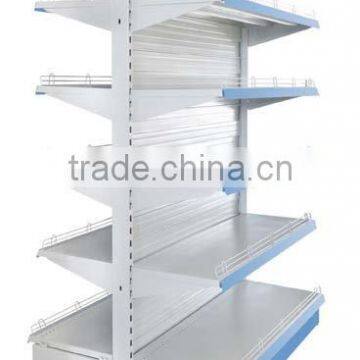 (slatted backboard)double side supermarket display shelf