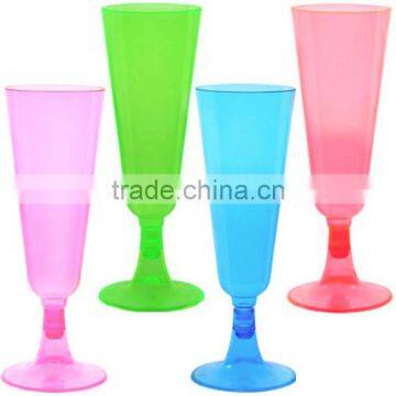 High Quality Unbreakable clored champagne flut , party supply long stem chamgne glass for holiday decoration