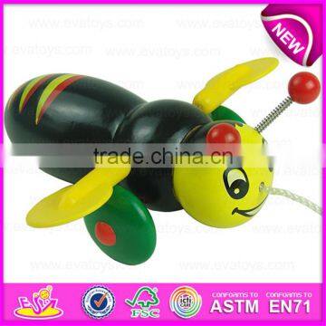 Cartoon Animal Bee Design Kids Hand Push Toy,Preschool Baby Lovely Animal Toys Wooden Little Bee Push Toy W05B111 photo-2