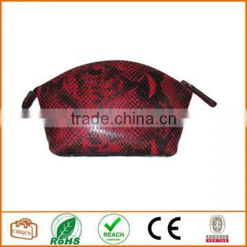Leather Cosmetic Pouch Red Python Black