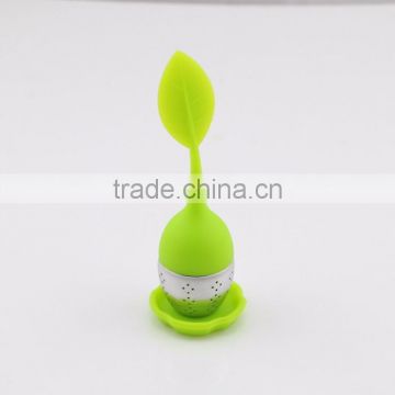 Colorful Leaf Shape Silicone Tea Infuser with Stainless Steel