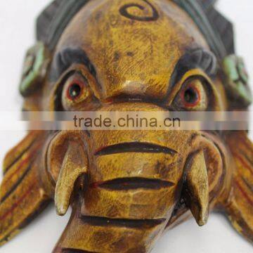 Hand Crafted Wooden Mask of Hindu Lord Ganesh Wall Hanging Made In Nepal photo-2