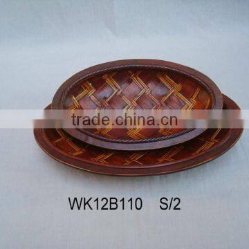 Leaf Round Bamboo Plates in Various Shape Bamboo Decoration