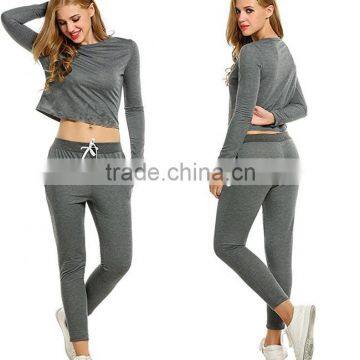 Custom Made Tracksuit Bottoms Women Activewear Letter Print Long Sleeve Top Drawstring Pant 2pcs Casual Cricket Tracksuit