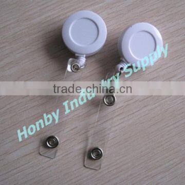 Customizable Logo Plastic White Retractable Name Card Reel Holder