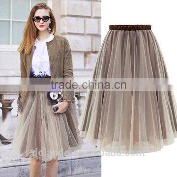 European style elegant organza long skirts for women