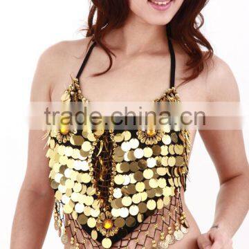 Belly dance sequin halter top with coin AF0063