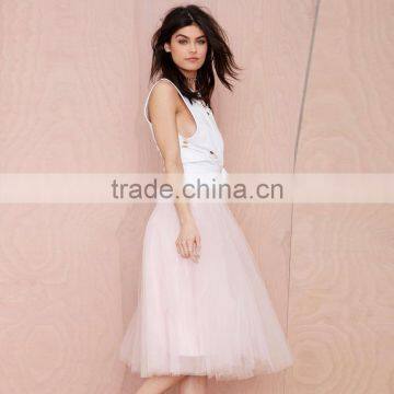 MGOO Fashion Design Korea Style Women Pink Skirts Tutu Ball Gown Mesh Romantic Knee Length Skirts 15146A236 photo-2