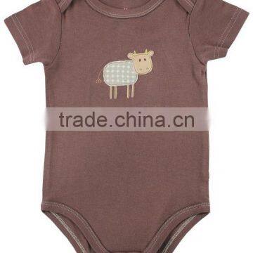 Unisex Applique Bird Summer Wear Short Sleeve Pattern Custom Made Infant Cotton Smocked Baby Romper for Wholesale photo-6