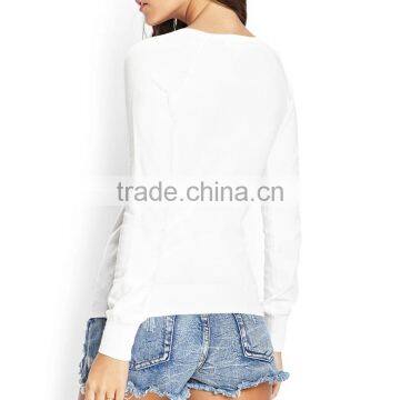 Personal White Blank Autumn Pullover Women Sweater photo-3