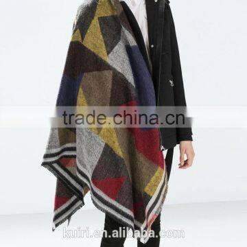 The new bump color bevel thickening tassel burrs scarves cloth grid and long big shawl