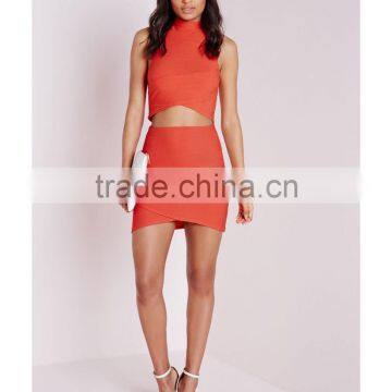 Wrap Over Sleeveless Bandage Design Two Piece Evening Dress photo-5