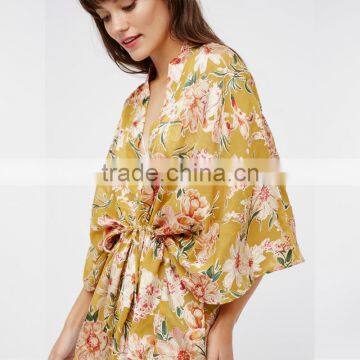 Floral Printed Casual Clothes Ladies Latest Design Kimono photo-6