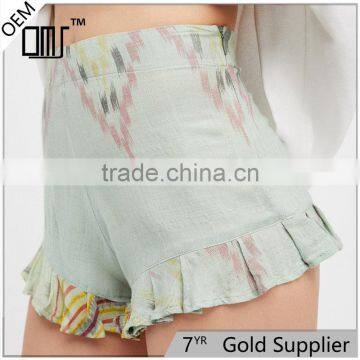 Summer rayon high rise shimmering cute boho ruffle icing shorts