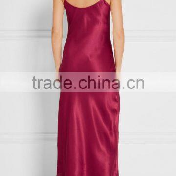 Wholesale Fashionable and Cozy Women Sexy Spaghetti Satin Night Sleepwear With Lace Around Hem photo-3