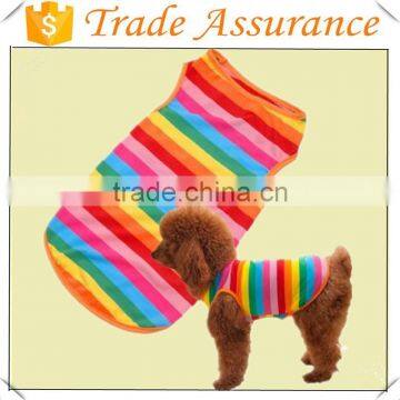 Wholesale Rainbow Stripe Pet Shirt Dog Clothes Puppy Cat Apparel Costume Clothing Summer
