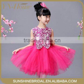 Free Shipping New Model One Piece Party Dress Cotton Frock Designs Girl Fancy Flower Dress photo-3