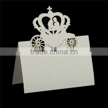 Paper Wedding Party Name Place Cards Crown Hollow Off-white