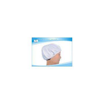 0.25 / 0.5CM Stripe / Grid White Sterile Worker Cap Washable for Chemical Industry