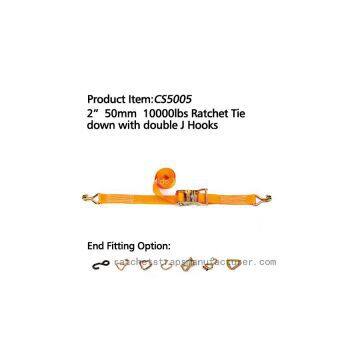 CS5005 2” 50mm 10000lbs Ratchet Tie down with double J Hooks