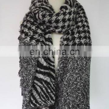New Winter Zebra Houndstooth Pattern Acrylic Scarf photo-2