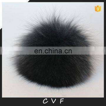 Large black fox fur ball/bobble/pom/pompon for hats keychain decoration