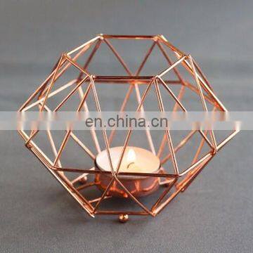 Copper Geo Tea Light Holder Metal Candle Holder For Wedding Party Gifts Home Decoration